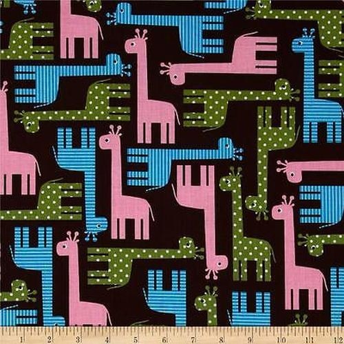 Fabric Remnant -Robert Kaufman Urban Zoologie Giraffes 54cm