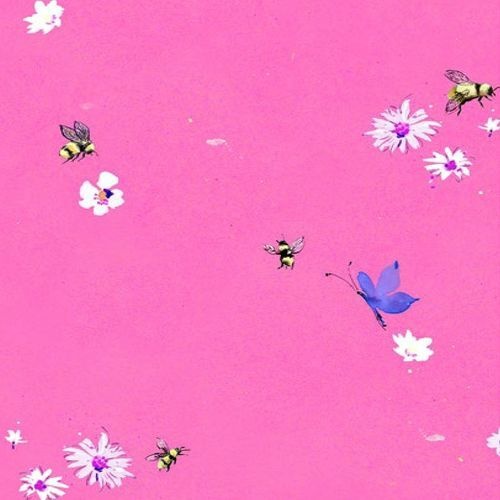 Fabric Remnant -	Bee Free Bee Floral Pink 92cm