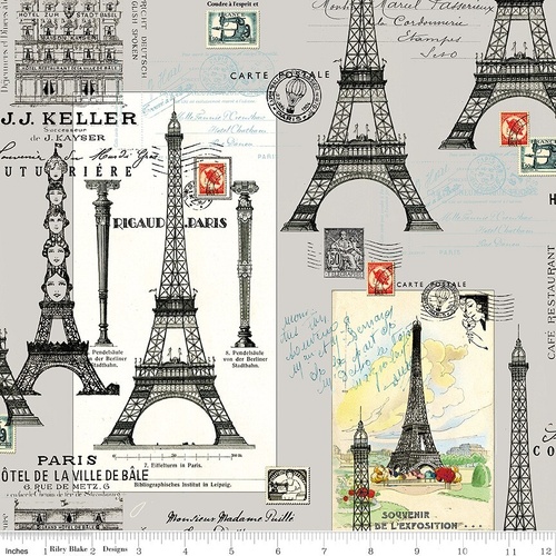 Fabric Remnant- Couturiere Parisienne Eiffel Towers  79cm