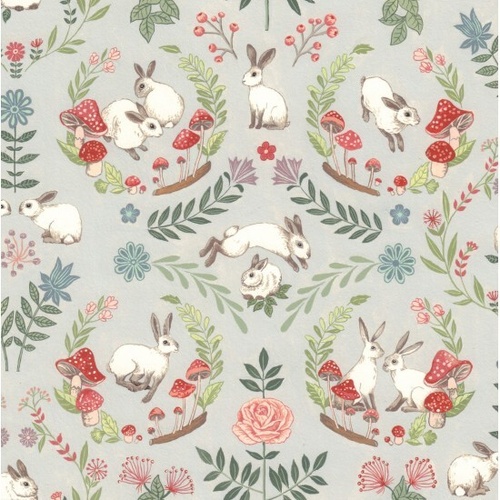 Fabric Remnant-	 In The Meadow Rabbit Wreaths 70cm