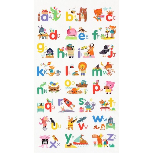 Fun-2-3 Animal Alphabet Novelty I Spy 24" Cot Quilt Panel -22902-1