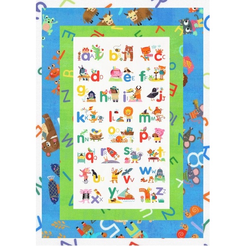 Fun-2-3 Animal Alphabet Novelty I Spy Cot Quilt Panel Kit